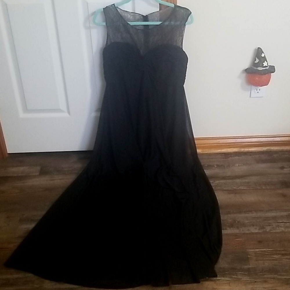Floor length black dress